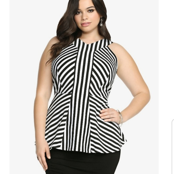 torrid Tops - Torrid V-Neck Peplum Striped Tank Top
